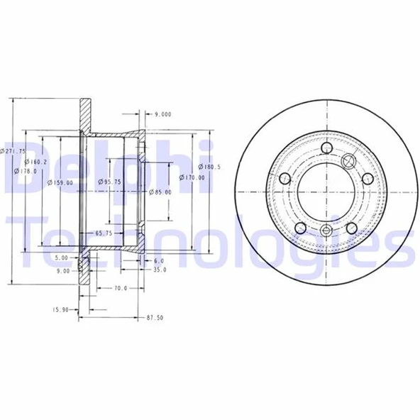 DELPHI BG3237 FREN DISKI ARKA MERCEDES SPRINTER B901>B904 . VW LT 28-35-46 TEK TEKER A9024230312-2D0615601A ürün görseli 1