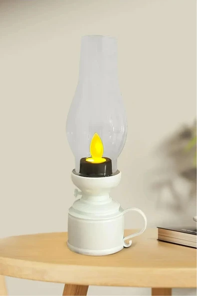 Dekoratif Eski Gaz Görünümlü LED Mum Lamba Alev Efektli Dekor Lamba 18 CM - 2