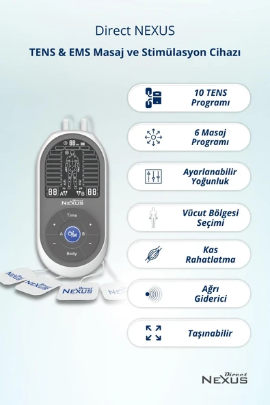 DİRECT NEXUS Tens Ve Ems Masaj Cihazı Kas Ağrısı Giderici Ve Rahatlatıcı Stimülatör - 2