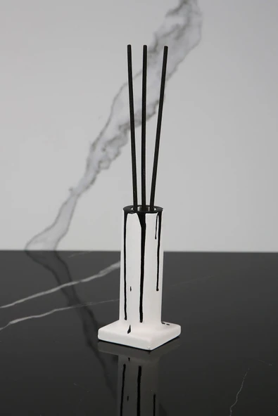 4 Parça Beton Banyo Seti Diş Fırçalık Mumluk Tütsülük Tepsi - Resim 2