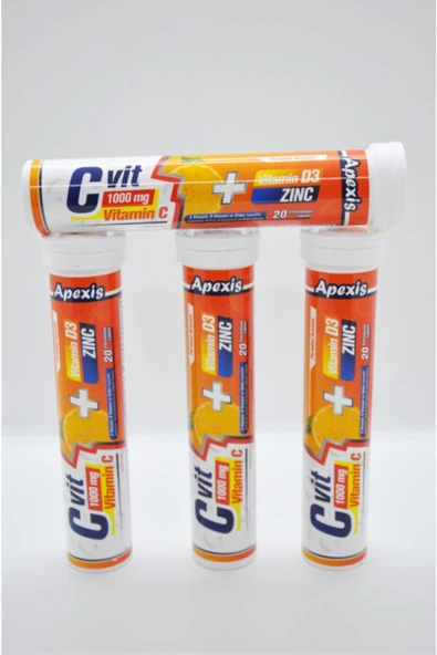 APEXİS Cvit 1000 Mg + D3 + Zinc 20 Efervesan Tablet 4 Adet ürün görseli