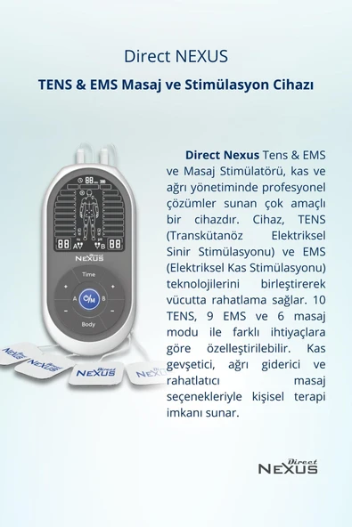 DİRECT NEXUS Tens Ve Ems Masaj Cihazı Kas Ağrısı Giderici Ve Rahatlatıcı Stimülatör - 3