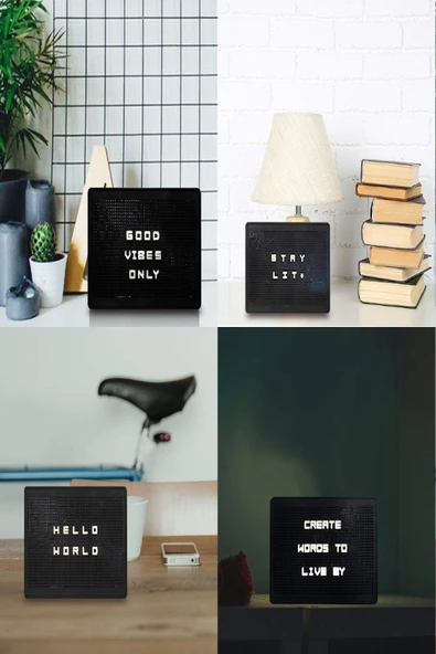 Işıklı Yazı Tahtası Mesaj Panosu Pegboard Pano 94 Harf ve Emoji Seti Çocuk yazı Tahtası LED Işık - Resim 3