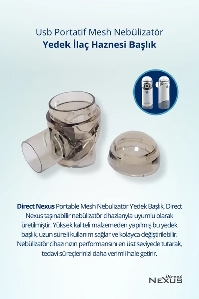DİRECT NEXUS Portable Mesh Nebulizatör Yedek Ilaç Haznesi Başlık - Resim 2