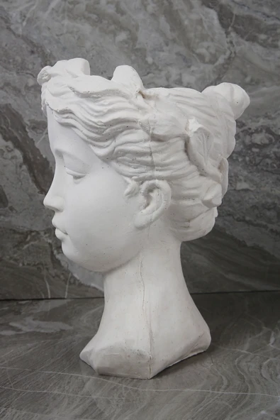 Büyük Boy Beton Helen Antik Heykel Saksı Beyaz 25 Cm - 5