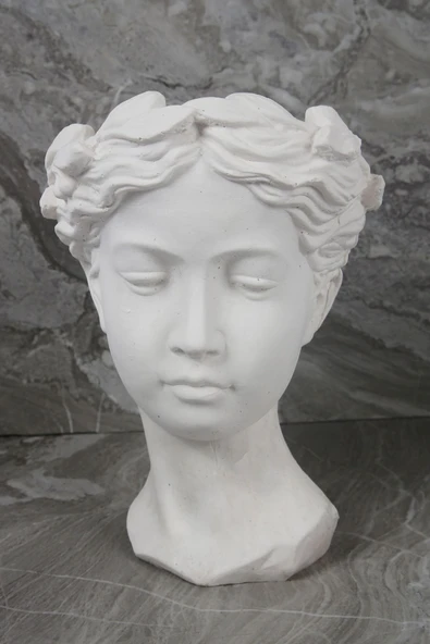 Büyük Boy Beton Helen Antik Heykel Saksı Beyaz 25 Cm - 4