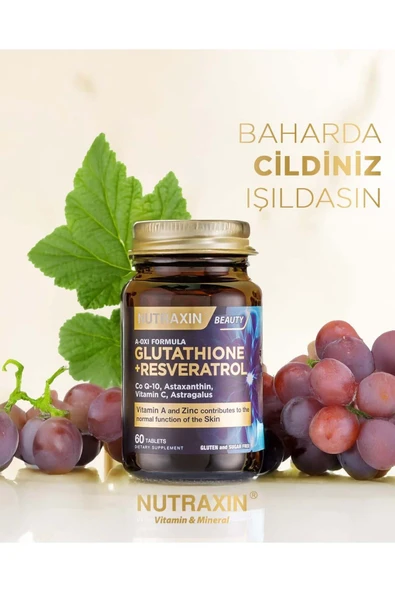 NUTRAXİN A-Oxi Formula Glutathione Resveratrol 60 Tablet Astaksantin Q-10 Çinko Bakır Selenyum - 3