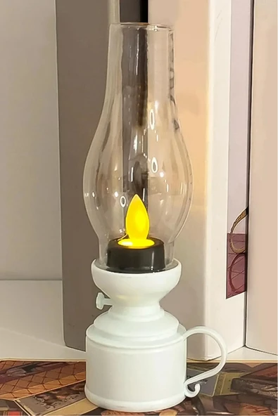 Dekoratif Eski Gaz Görünümlü LED Mum Lamba Alev Efektli Dekor Lamba 18 CM