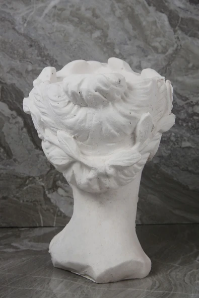 Büyük Boy Beton Helen Antik Heykel Saksı Beyaz 25 Cm - 3