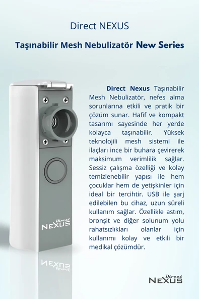 DİRECT NEXUS Nexus Taşınabilir Mesh Nebulizatör New Series - Resim 5