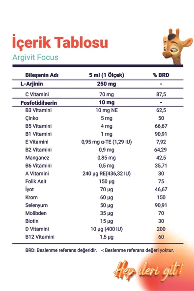 ARGİVİT Focus Fosfotidilserin, L-arjinin, Multivitamin Ve Multimineral içeren Şurup 3’lü Paket 150 ml - Resim 6