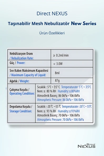 DİRECT NEXUS Nexus Taşınabilir Mesh Nebulizatör New Series - Resim 6