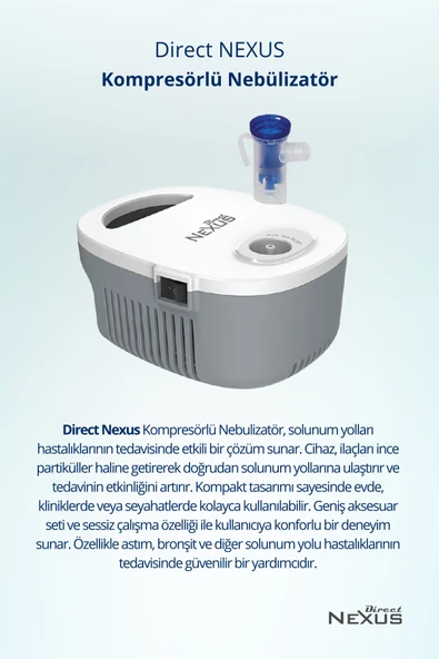 DİRECT NEXUS Çocuklar Ve Yetişkinler Için Kompresörlü Nebülizatör - Resim 4