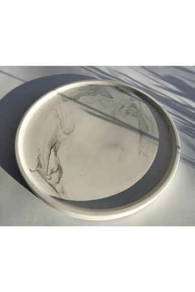 Mermer Desenli 26cm Banyo,dekoratif,sunumluk Tepsi Siyah - 3