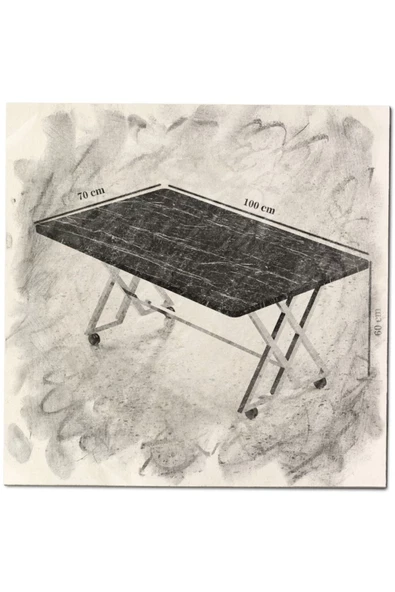 Makbulce Reyyan Orta Sehpa Siyah Metal Ayak Tekerlekli - Resim 7