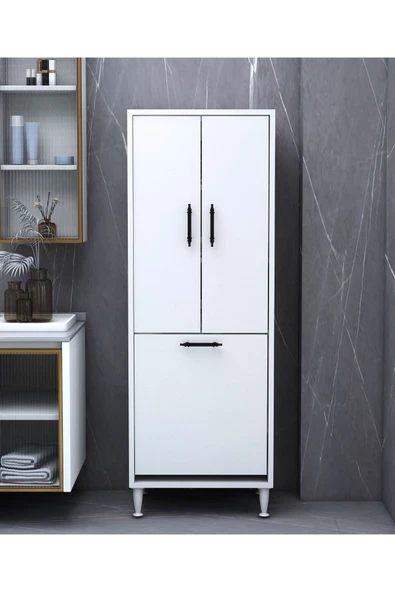 Dzdizayn Orkide Kirli Çamaşır Sepetli 2 Kapaklı Çok Amaçlı Dolap - Resim 3