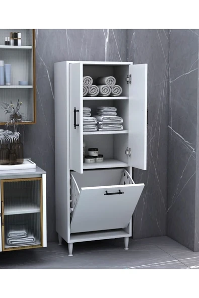 Dzdizayn Orkide Kirli Çamaşır Sepetli 2 Kapaklı Çok Amaçlı Dolap ürün görseli 1