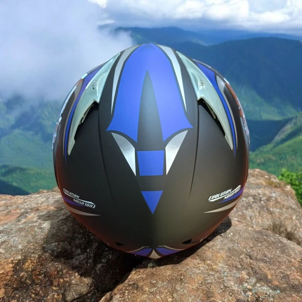 NCR-158 ÇENE AÇILIR GÖZLÜKLÜ E-CE BELGELİ KASK MAVİ GRAFİK - Resim 5