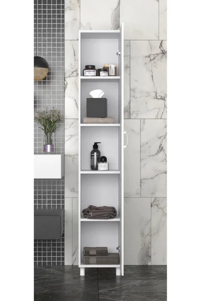 Makbulce Mimoza 5 Raflı Çok Amaçlı Banyo Dolabı - Resim 5