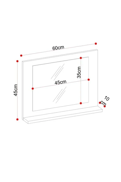 makbulce Yakut Dresuar,60x45 Raflı Banyo Aynası Atlantik Çam - 5