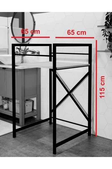 makbulce Çamaşır Makinası ve Kurutma Makinası Rafı Çamaşır Makinası Üstü Banyo Düzenleyici Raf - Resim 9