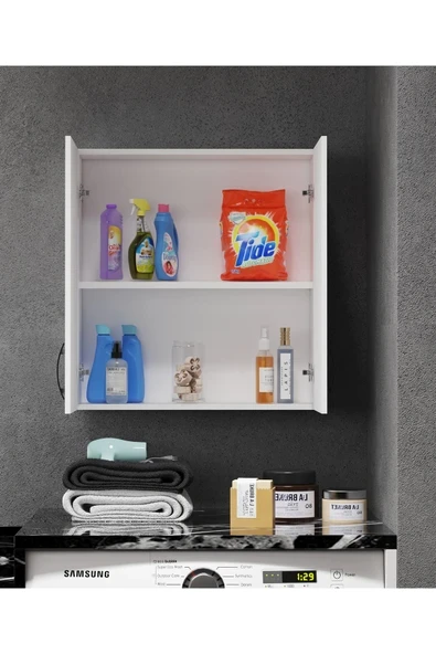 makbulce Zambak Çamaşır Makinası Üst Dolabı Ve Banyo Dolabı ürün görseli 1