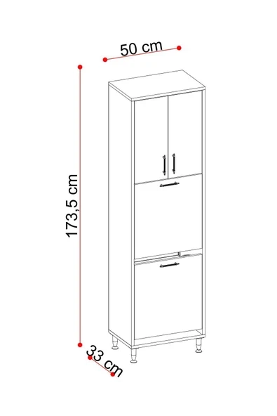 makbulce Nergiz Beyaz ve Renkli Kirli Çamaşır Sepetli Çok Amaçlı Banyo Dolabı - 7