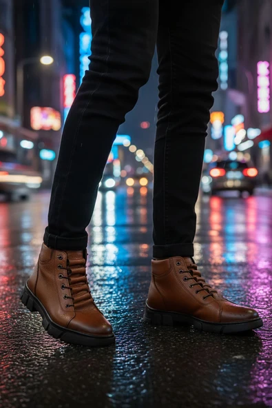 Big King Hakiki Deri Hakiki Deri Erkek Bot - Resim 12