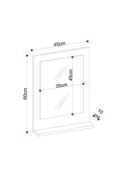 makbulce Safir Banyo Aynası Dresuar 45x60 Mermer Raflı Banyo Aynası - Resim 5