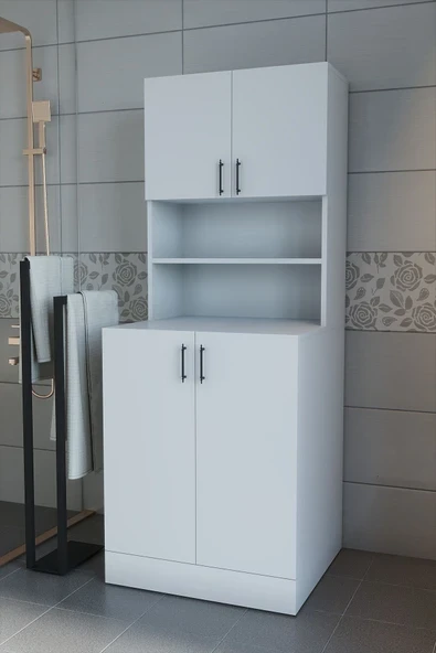 makbulce Leylak Kapaklı Çamaşır Makinesi Dolabı ve Çok Amaçlı Dolap - Resim 5