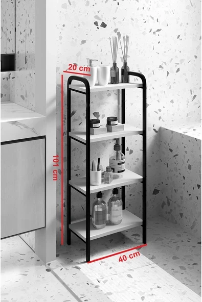 Dzdizayn Miyo Banyo Düzenleyici Mutfak Rafı Banyo Dolabı Çok Amaçlı Dolap 4 Katlı Metal Mutfak Düzenleyici - Resim 5