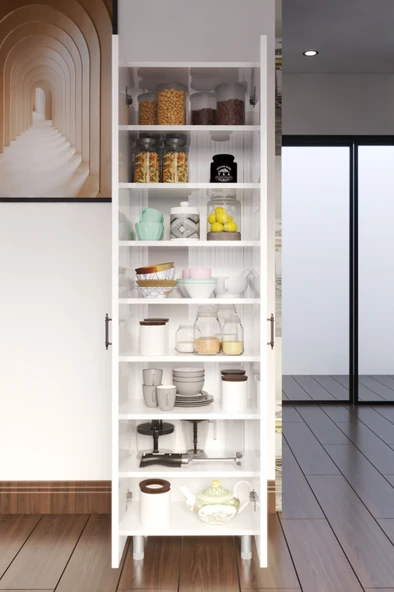 Dzdizayn Lale 2 Kapaklı 8 Raflı Çok Amaçlı Dolap - Resim 2