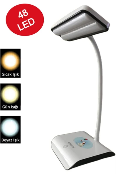 Şarjlı 48 Led Çalışma Okuma Işığı Kademeli Masa Lambası Ayarlanabilir Renk Tonu Ve Parlaklık PS-1937 ürün görseli 1