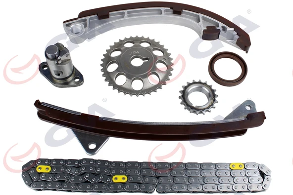 GVA 59C7110 EKSANTRİK ZİNCİR SETİ TOYOTA COROLLA 1.4L 1.6L 3ZZ-FE 4ZZ-FE ZZE111 ZZE112 ZZE120 ZZE121 01-06 / AV ENSIS 1.6L 3ZZ-FE ZZT250 03-08 1350622030-1354022022-1355922011 ürün görseli 1
