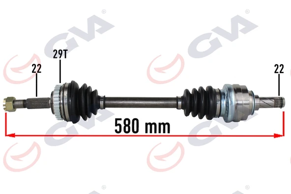 GVA 4490911 KOMPLE AKS SOL OPEL-MERIVA A 1.6 03-10 ABS Lİ 29 DİŞ 580mm 374511-93299247-26111100 ürün görseli