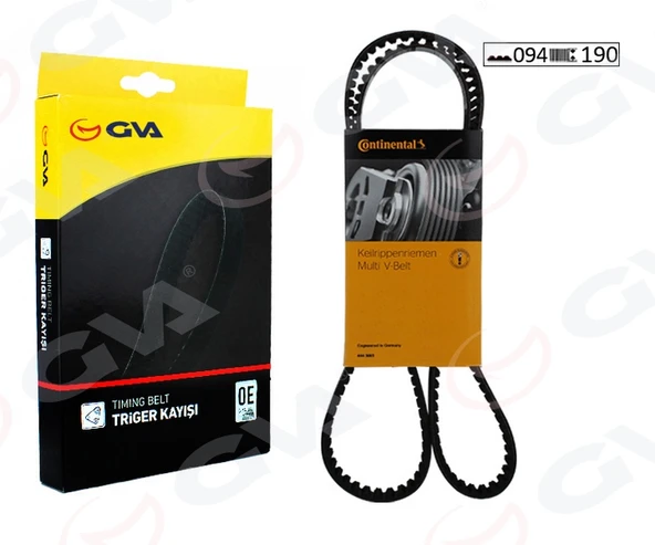 GVA 58094190 TRİGER KAYIŞI EKSANTRİK KAYIŞI TOYOTA COROLLA 1.6L 4A-F karbüratörlü AE92 88-92 94x190 1356815040-1356815041-1356815042 ürün görseli