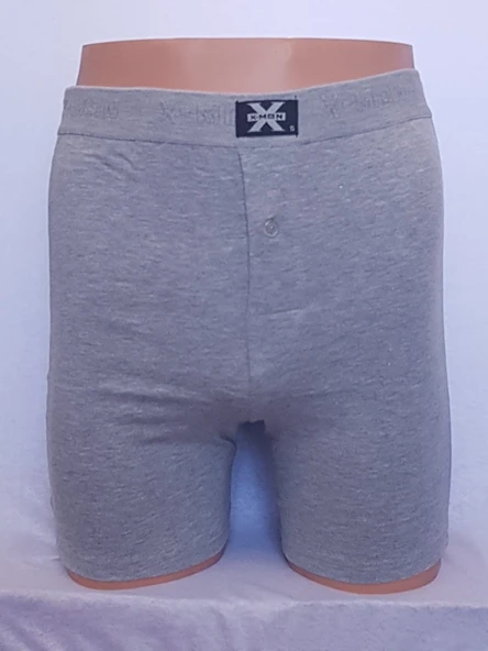 X-MAN 704 ERKEK STRETCH BACAĞI SARAN DÜZ RENK UZUN BOY BOXER - 7