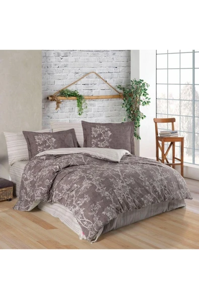 FAYMEM GLOBAL Çift Kişilik Poplin Nevresim Takımı Dream Kahve