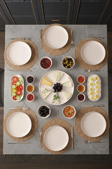 Atbyhome by Bambum Duru 19 Parça Porselen Kahvaltı Takımı Kahvaltı Seti Kahvaltılık- Sunum Seti ürün görseli