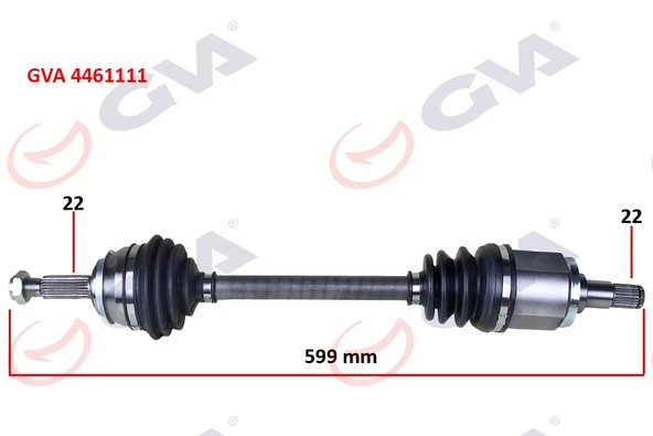 GVA 4461111 KOMPLE AKS SOL SKODA FAVORIT 1.3 89-94 599.5mm 6U0407271F ürün görseli 1