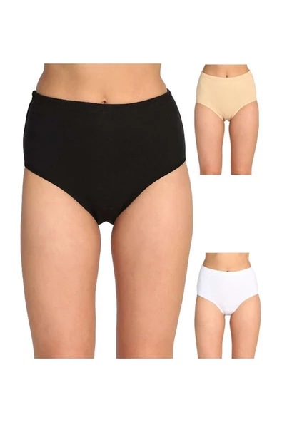 VALUE KADIN SİYAH BEYAZ TEN 3'LÜ BATO KÜLOT 1004 - 2