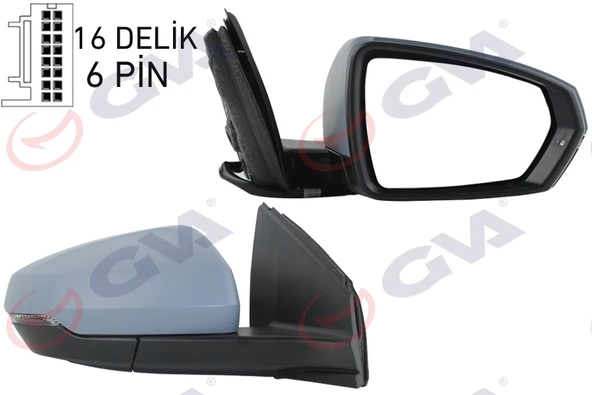 GVA 1075460 DIŞ DİKİZ AYNASI SAĞ VW POLO 17- ELEKTRİKLİ ISITMALI SİNYALLİ ASTARLI KONVEKS VM-6390EHPR 2G1857508E-2G0857538A ürün görseli 1