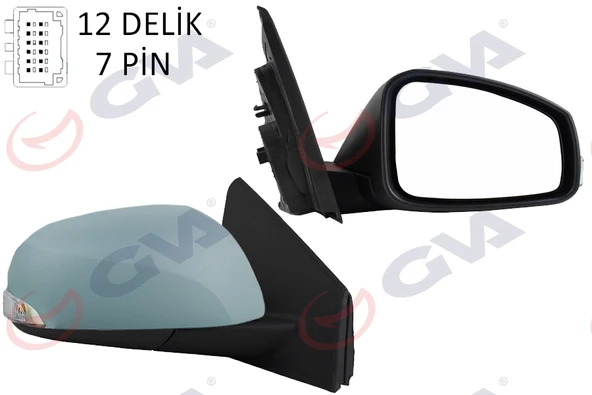 GVA 1011323 DIŞ DİKİZ AYNASI SAĞ MEGANE-FLUENCE 08> ELEKTRİKLİ ISITMALI SİNYALLİ ASTARLI KONVEKS 7 FİŞ VM-6138EHPR 963010191R-963012395R ürün görseli 1