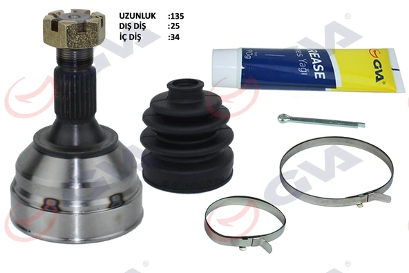 GVA 4445120K AKS KAFASI DIŞ ÖN PARTNER-BERLINGO 96-08 1.9D 25x34x55.7 134mm 3272.6W ürün görseli 1