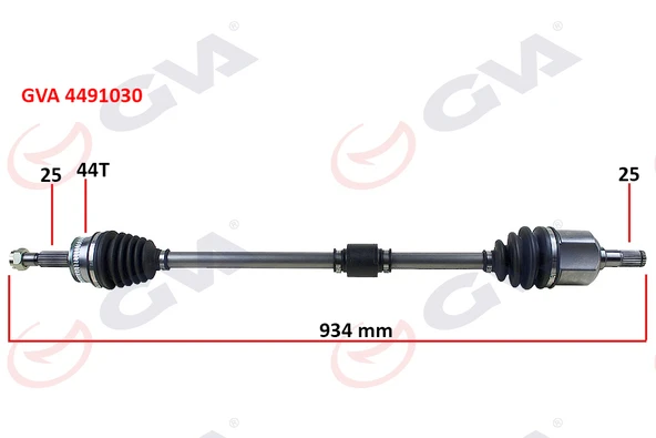 GVA 4491030 KOMPLE AKS SAĞ HYUNDAI ELANTRA 1.6L G4ED Benzinli 16v Otomatik vites 01-06 ABS li 25x25 - ABS 44 diş komple boy 934mm 495002D112-495002D113 ürün görseli 1