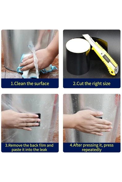 Fiber Takviyeli Su Geçirmez Güçlü Onarım Bantı Stop Kaçak Yalıtım Yapışkanlı İzolasyon Bandı - 4