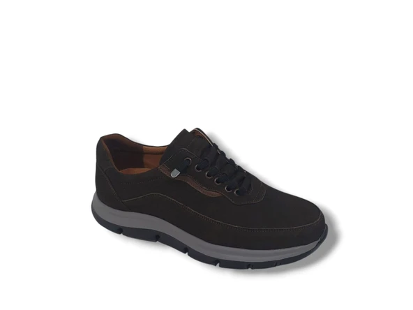 Modesa 285 Erkek Koyu Kahve Crazy Deri Lastik Bağcıklı Poli Taban ( Hafif ) Ayakkabı - Resim 4