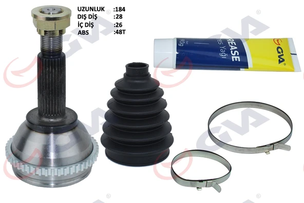 GVA 4433130K AKS KAFASI DIŞ ÖN FORD TRANSİT 2.0 00-06 ABS Lİ 48DİŞ 28x26x57 184.5mm 4602019-4602016-1328359 ürün görseli 1