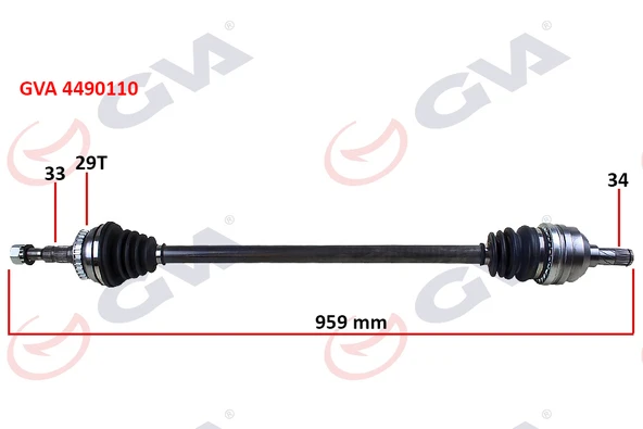 GVA 4490110 KOMPLE AKS SAĞ VECTRA B 1.6İ-1.8İ-2.0İ 95-03 ABS Lİ 29 DİŞ 959mm 374249-374103-90496976 ürün görseli 1