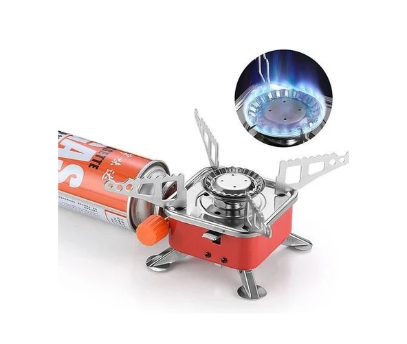 Kare Kamp Mini Gazlı Ocak Piezo Ateşlemeli Taşınabilir Katlanır Pişirme Ocağı - Resim 2